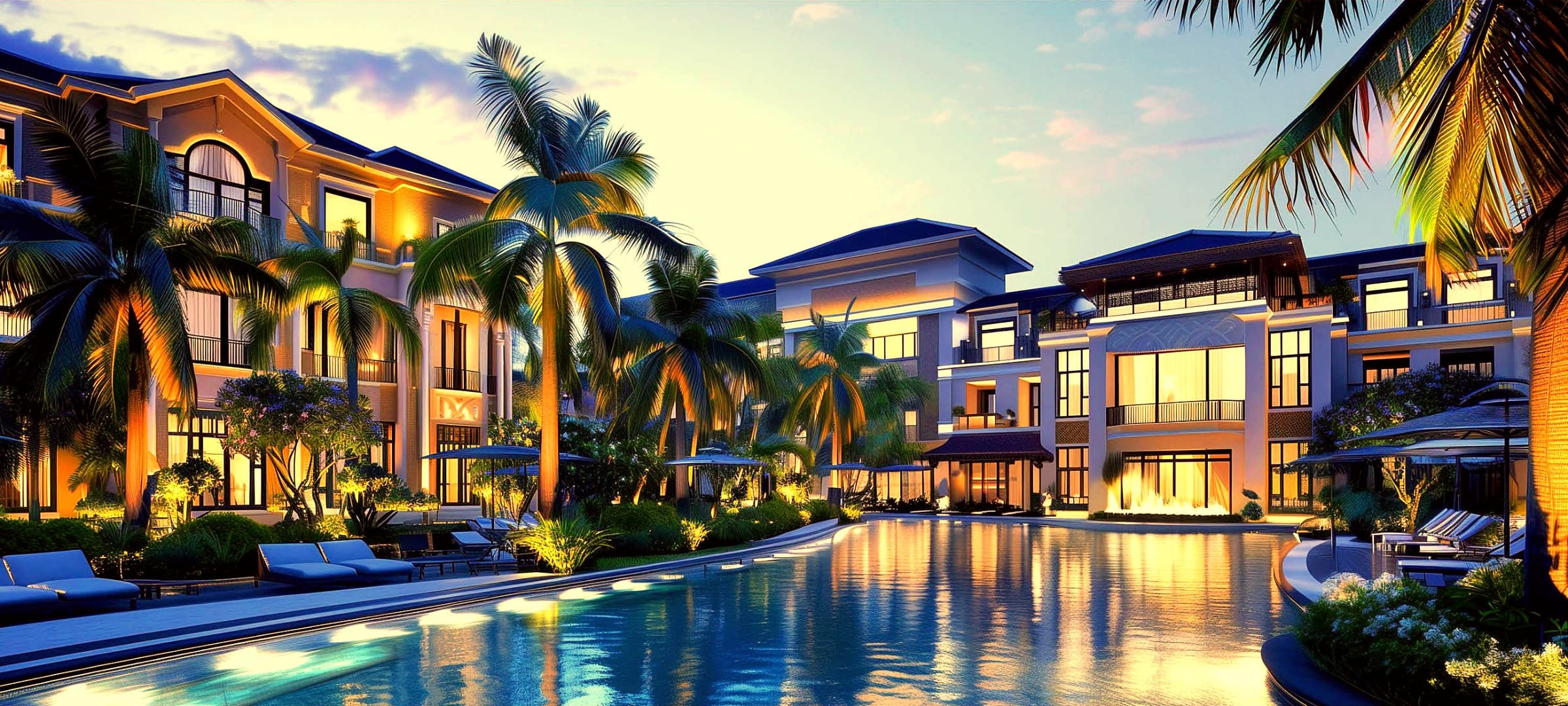 A Fine Acers resort estate in evening light